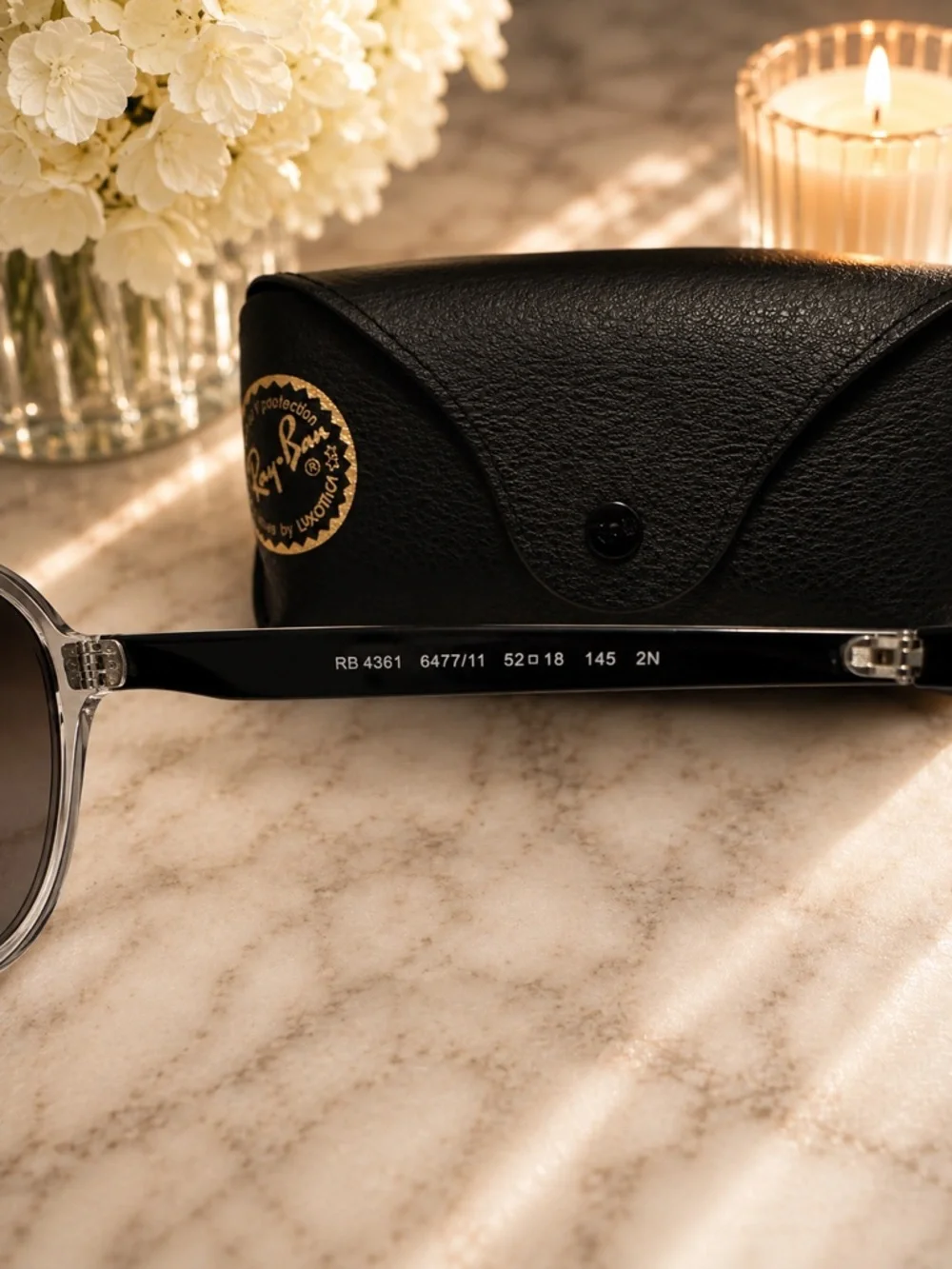 Ray-Ban Clear Gray Gradient Square Sunglasses w/ Case